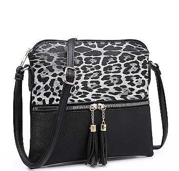 TW0 TONE DESIGNER LEOPARD CROSSBODY BAG