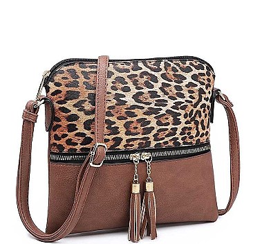 TW0 TONE DESIGNER LEOPARD CROSSBODY BAG