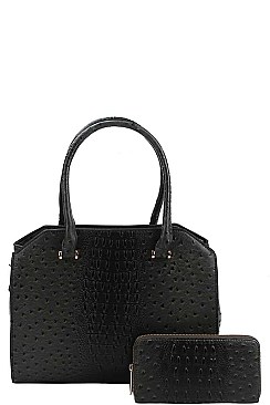 2IN1 FASHION CROCO PATTERN TOTE BAG WITH MATCHING WALLET