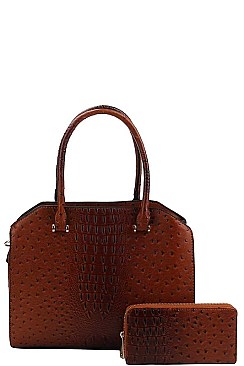 2IN1 FASHION CROCO PATTERN TOTE BAG WITH MATCHING WALLET