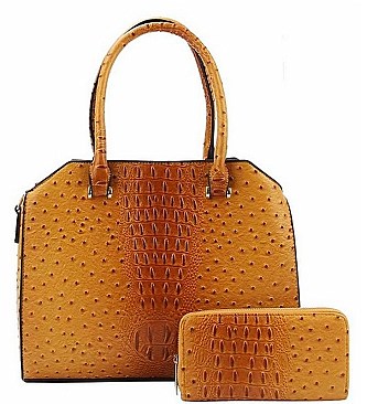 2IN1 FASHION CROCO PATTERN TOTE BAG WITH MATCHING WALLET