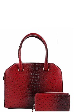 2IN1 FASHION CROCO PATTERN TOTE BAG WITH MATCHING WALLET
