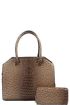 2IN1 FASHION CROCO PATTERN TOTE BAG WITH MATCHING WALLET