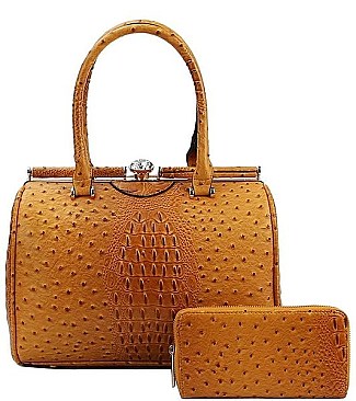 STYLISH CROCO PATTERN STRUCTURED DOCTOR BAG WITH MATCHING WALLET