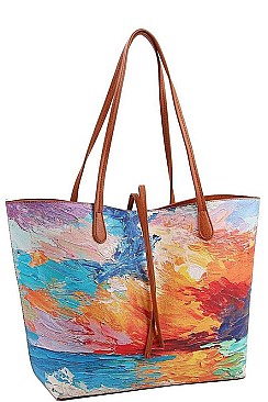 FASHIONABLE OIL PAINTED 3-PC SHOPPER BAG SET JYLF-169