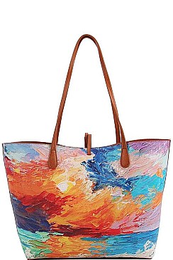 FASHIONABLE OIL PAINTED 3-PC SHOPPER BAG SET JYLF-169