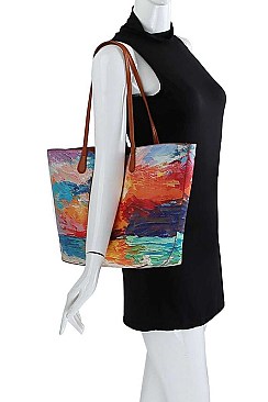 FASHIONABLE OIL PAINTED 3-PC SHOPPER BAG SET JYLF-169