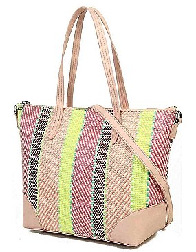 FASHION DURABLE WOVEN FABRIC SHOPPER BAG
