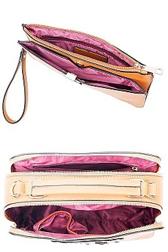 2 IN 1 CUTE BEAR PATCH AND STUDDED SATCHEL WITH CLUTCH SET