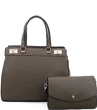 STYLISH 2 IN 1 SATCHEL WITH CROSSBODY SET
