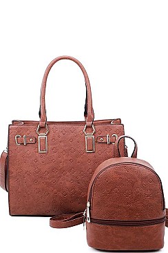 2 IN 1 CLOVER ENGRAVED TOTE AND BACKPACK
