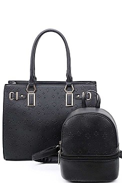 2 IN 1 CLOVER ENGRAVED TOTE AND BACKPACK