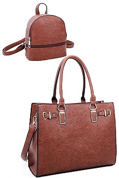 2 IN 1 CLOVER ENGRAVED TOTE AND BACKPACK