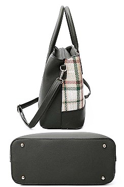 3IN1 HOT TRENDY CHECK SATCHEL BAG CLUTCH AND WALLET SET