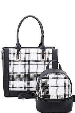 2 IN 1 CHECK FRONT TOTE AND BACKPACK SET