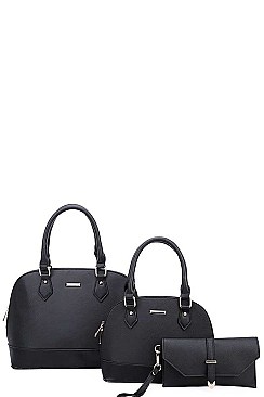 3 IN 1 2 DOMED SATCHEL BAGS AND CLUTCH SET