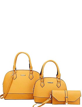 3 IN 1 2 DOMED SATCHEL BAGS AND CLUTCH SET