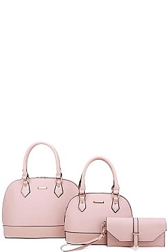 3 IN 1 2 DOMED SATCHEL BAGS AND CLUTCH SET
