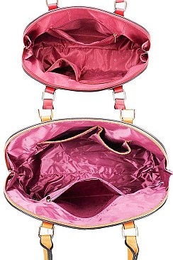 3 IN 1 2 DOMED SATCHEL BAGS AND CLUTCH SET