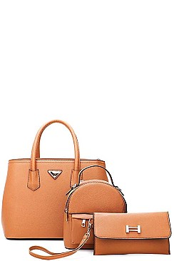 3IN1 TRENDY STYLISH TEXTURED SATCHEL BACKPACK AND CLUTCH SET