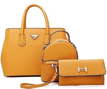3IN1 TRENDY STYLISH TEXTURED SATCHEL BACKPACK AND CLUTCH SET