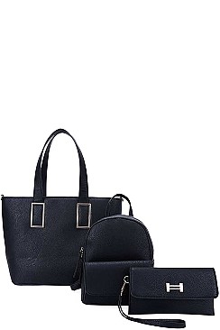 3IN1 STYLISH FASHION SHOPPER BACKPACK AND CLUTCH SET