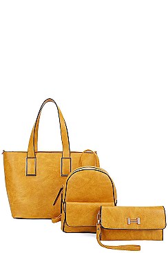 3IN1 STYLISH FASHION SHOPPER BACKPACK AND CLUTCH SET