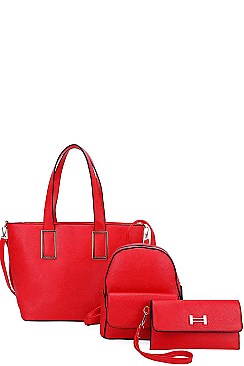 3IN1 STYLISH FASHION SHOPPER BACKPACK AND CLUTCH SET