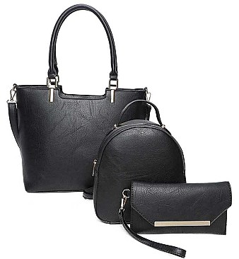 3IN1 SMOOTH STYLISH TOTE BAG WITH MINI BACKPACK AND CLUTCH SET