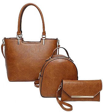 3IN1 SMOOTH STYLISH TOTE BAG WITH MINI BACKPACK AND CLUTCH SET