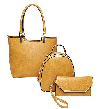 3IN1 SMOOTH STYLISH TOTE BAG WITH MINI BACKPACK AND CLUTCH SET