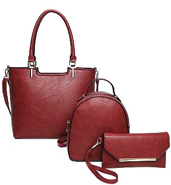 3IN1 SMOOTH STYLISH TOTE BAG WITH MINI BACKPACK AND CLUTCH SET