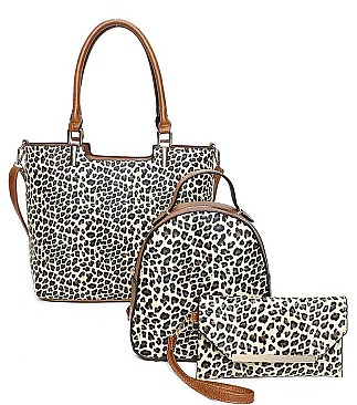 3IN1 CHEETAH STYLISH SHOPPER BAG WITH MATCHING BACKPACK AND CLUTCH SET