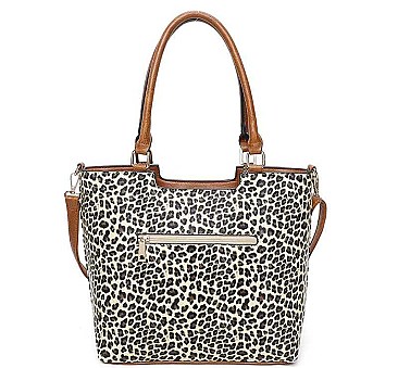 3IN1 CHEETAH STYLISH SHOPPER BAG WITH MATCHING BACKPACK AND CLUTCH SET