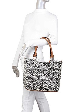 3IN1 CHEETAH STYLISH SHOPPER BAG WITH MATCHING BACKPACK AND CLUTCH SET