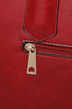 3IN1 FASHION PLAIN SMOOTH STYLE TOTE BAG WITH CROSSBODY AND CLUTCH SET