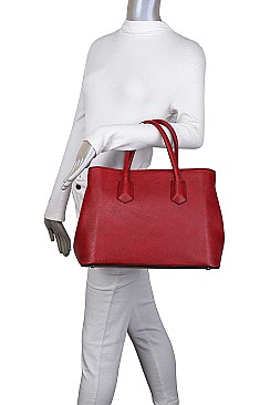 3IN1 FASHION PLAIN SMOOTH STYLE TOTE BAG WITH CROSSBODY AND CLUTCH SET