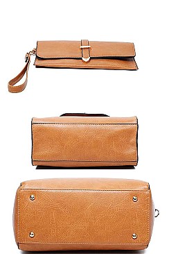 3 IN 1 STYLISH SATCHEL CROSSBODY SET