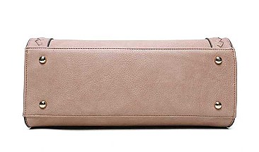 3IN1 SMOOTH TEXTURED SIDES STITCHING DESIGN TOTE BAG WITH MATCHING BAG AND CLUTCH SET