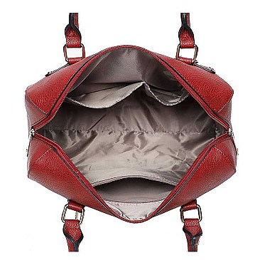 3IN1 FASHION PLAIN CLASSIC MINI DUFFEL BAG WITH MATCHING BAG AND CLUTCH SET