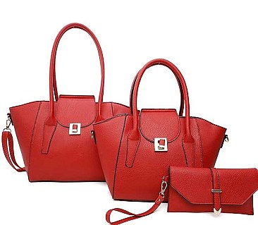 3 IN 1 CLASSIC LEATHER DESIGN TOTE BAGS AND CLUTCH SET
