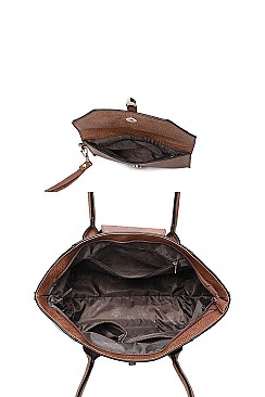 3 IN 1 CLASSIC LEATHER DESIGN TOTE BAGS AND CLUTCH SET