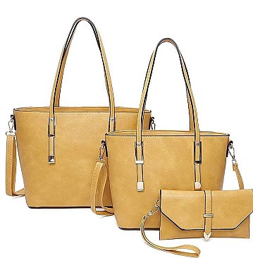 3 IN 1 TRENDY SMOOTH LEATHER DESIGN TOTE BAG SET