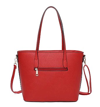 3 IN 1 TRENDY SMOOTH LEATHER DESIGN TOTE BAG SET