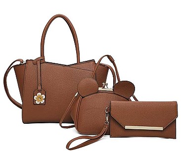 3 IN 1 FLORAL TOTE BAG WITH EARS MINI BAG AND CLUTCH SET