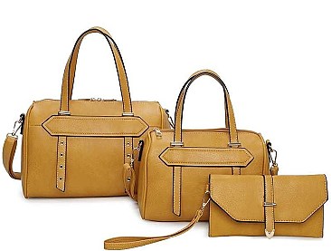 3 IN 1 TRENDY SMOOTH STUD STRAP DESIGN DUFFEL BAG AND CLUTCH SET