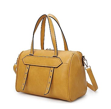 3 IN 1 TRENDY SMOOTH STUD STRAP DESIGN DUFFEL BAG AND CLUTCH SET