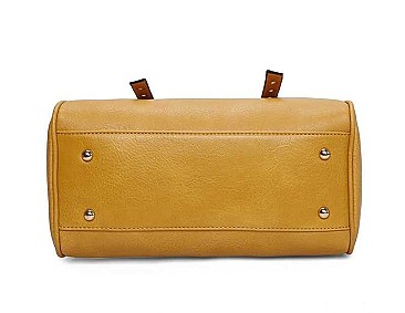 3 IN 1 TRENDY SMOOTH STUD STRAP DESIGN DUFFEL BAG AND CLUTCH SET