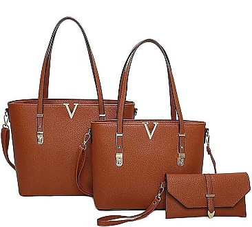 3 IN 1 V ACCENT TOTE BAGS AND CLUTCH SET