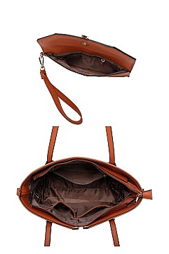 3 IN 1 V ACCENT TOTE BAGS AND CLUTCH SET
